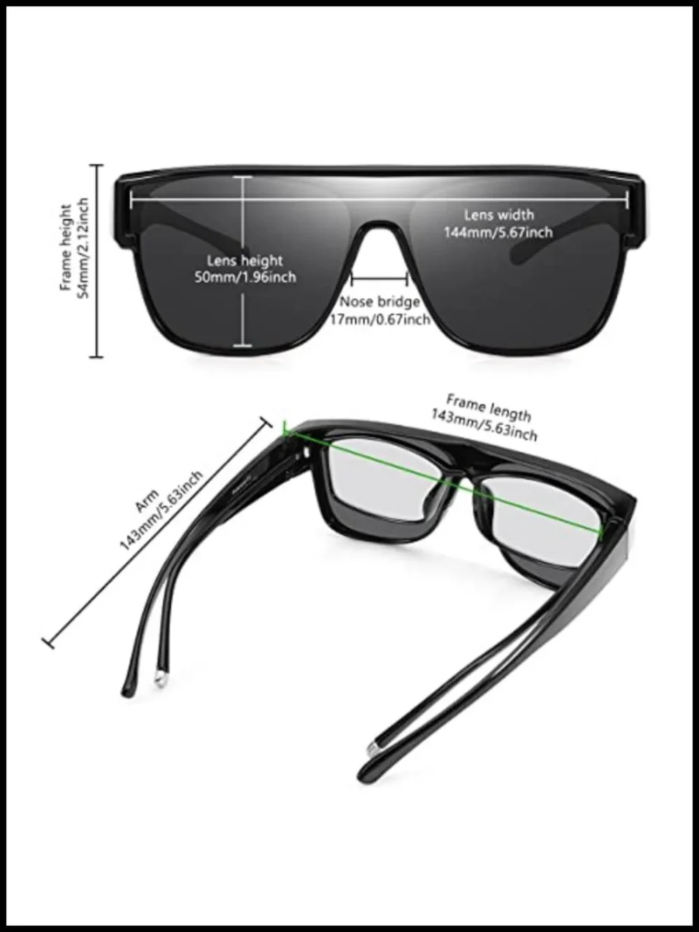 Polarized Fit Over Sunglasses Oversized Retro Square for Men